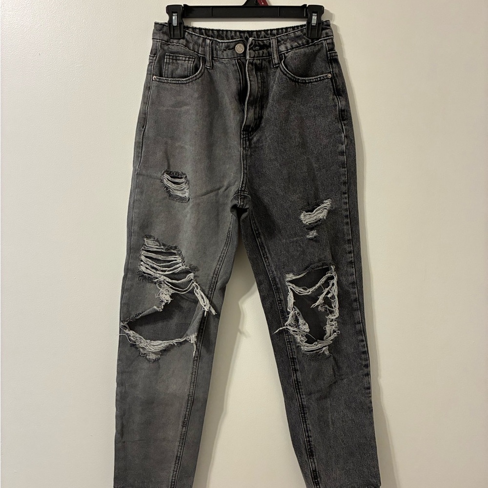 SHEIN Charcoal Two Tone Denim Jeans.